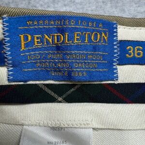 Pendleton Mens 36 100% Virgin Wool Pleated Dress Pants Khaki Tan Slacks 36x30